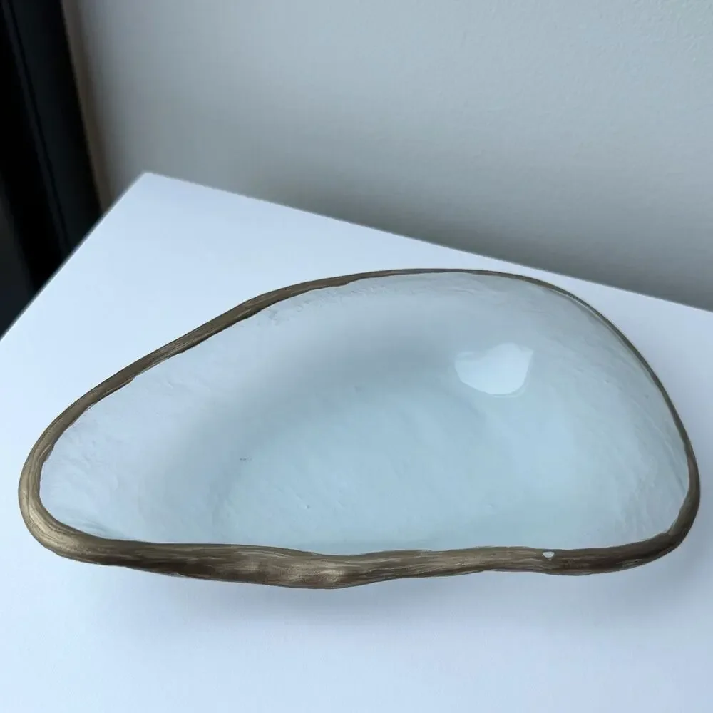 Annieglass By Annie Morhauser Glass Shells Oyster Tray - CA Distressed Gold Rim